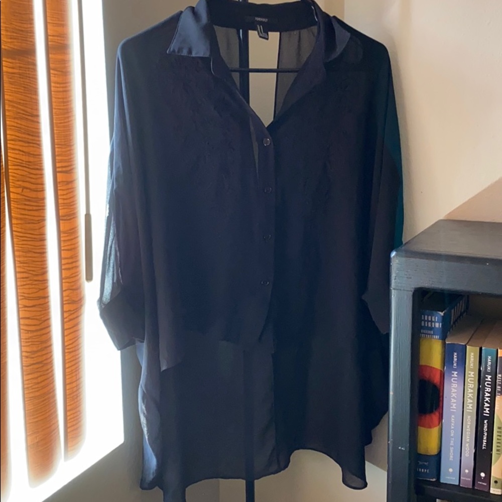 hi low button up blouse